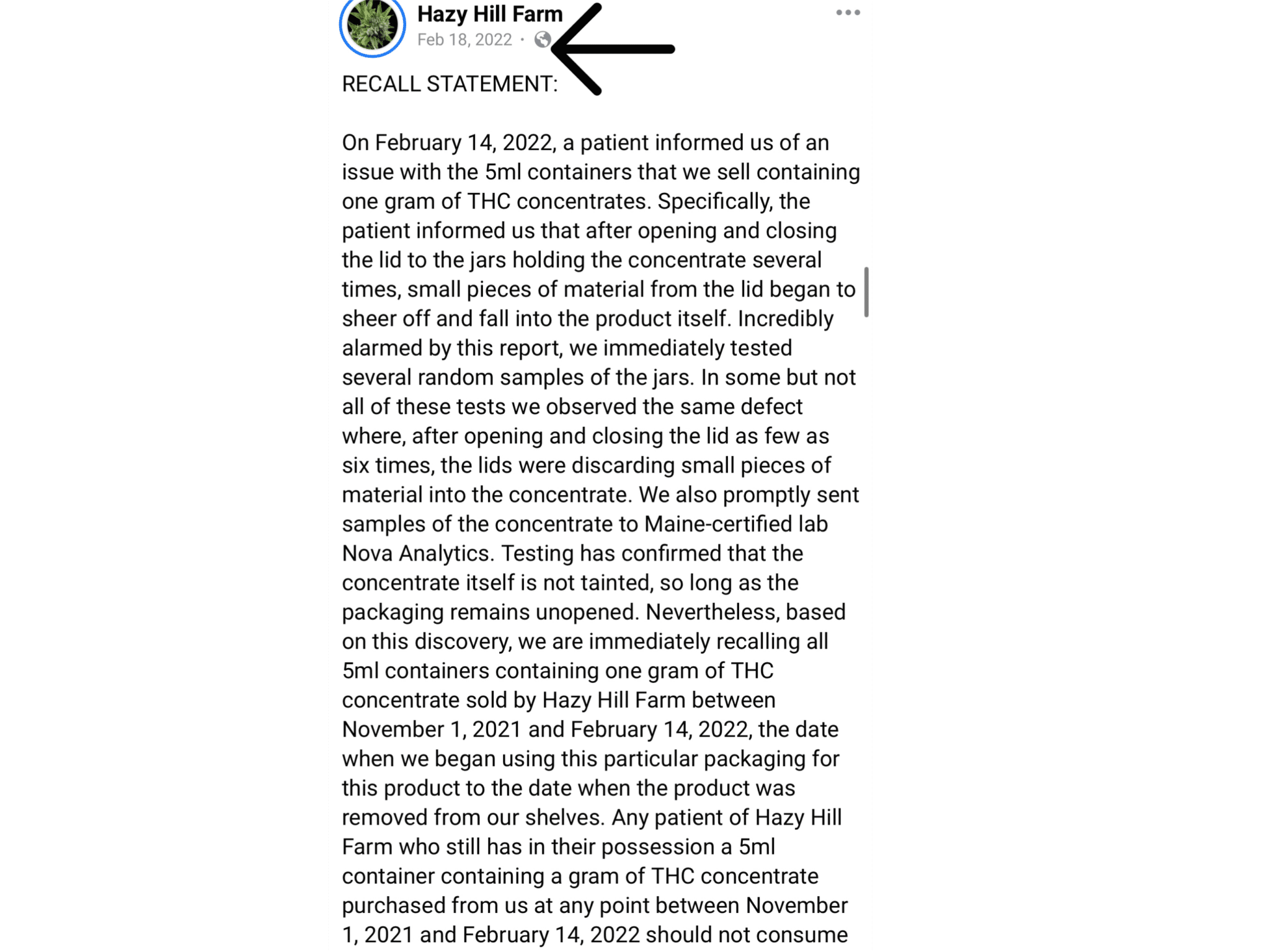 Recalling Statement When Was Maineβs First Cannabis Recall? - BEARD BROS PHARMS