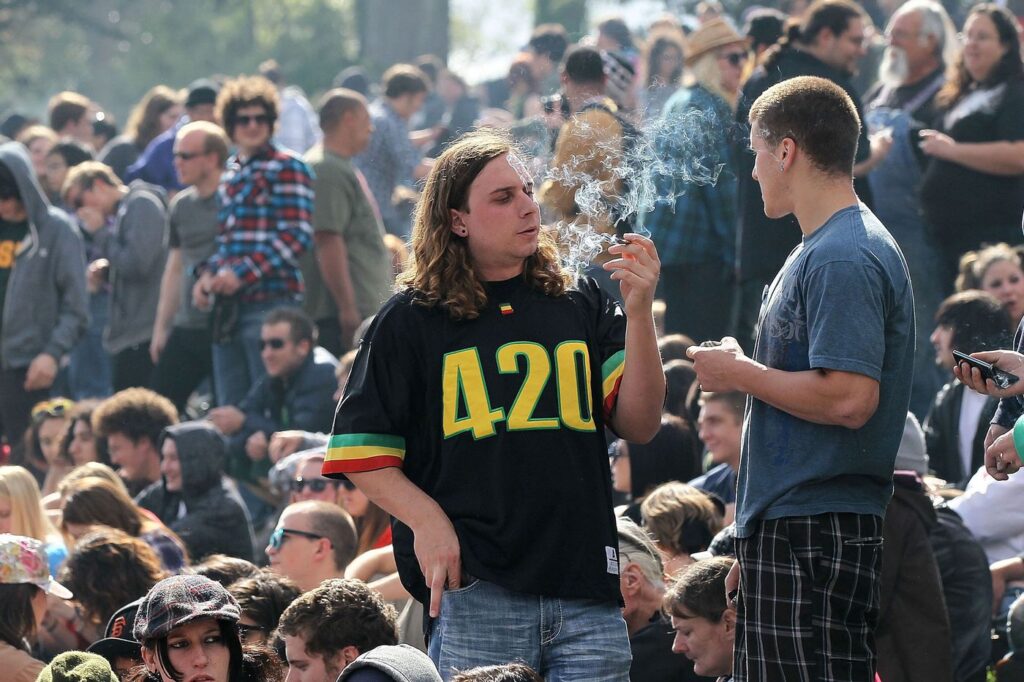 A person wearing a 420 shirt.