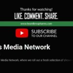 Promotional graphic for Beard Bros Media Network featuring engagement prompts like 'Like, Comment, Share,' a green bar with the website 'www.beardbrospharms.com,' and a YouTube subscription call-to-action on a black background