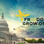 Freedom Grow advocacy graphic featuring the U.S. Capitol under a dramatic sky, with organization branding and logo highlighting Cannabis Week of Unity
